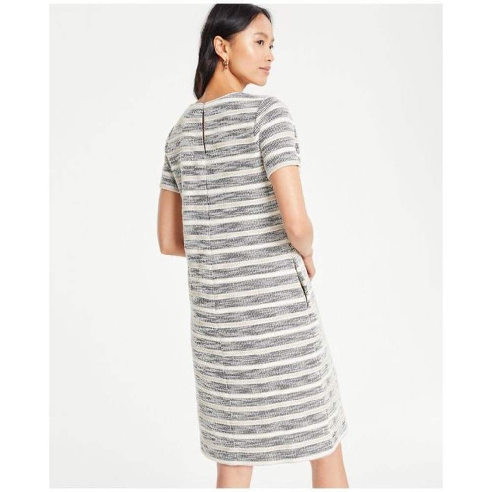 Ann Taylor Textured Stripe Knit Shift Dress - Picture 4 of 8